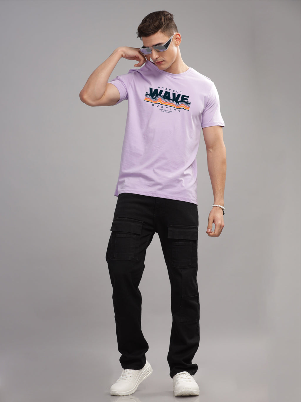 Men Purple Round Neck T Shirt