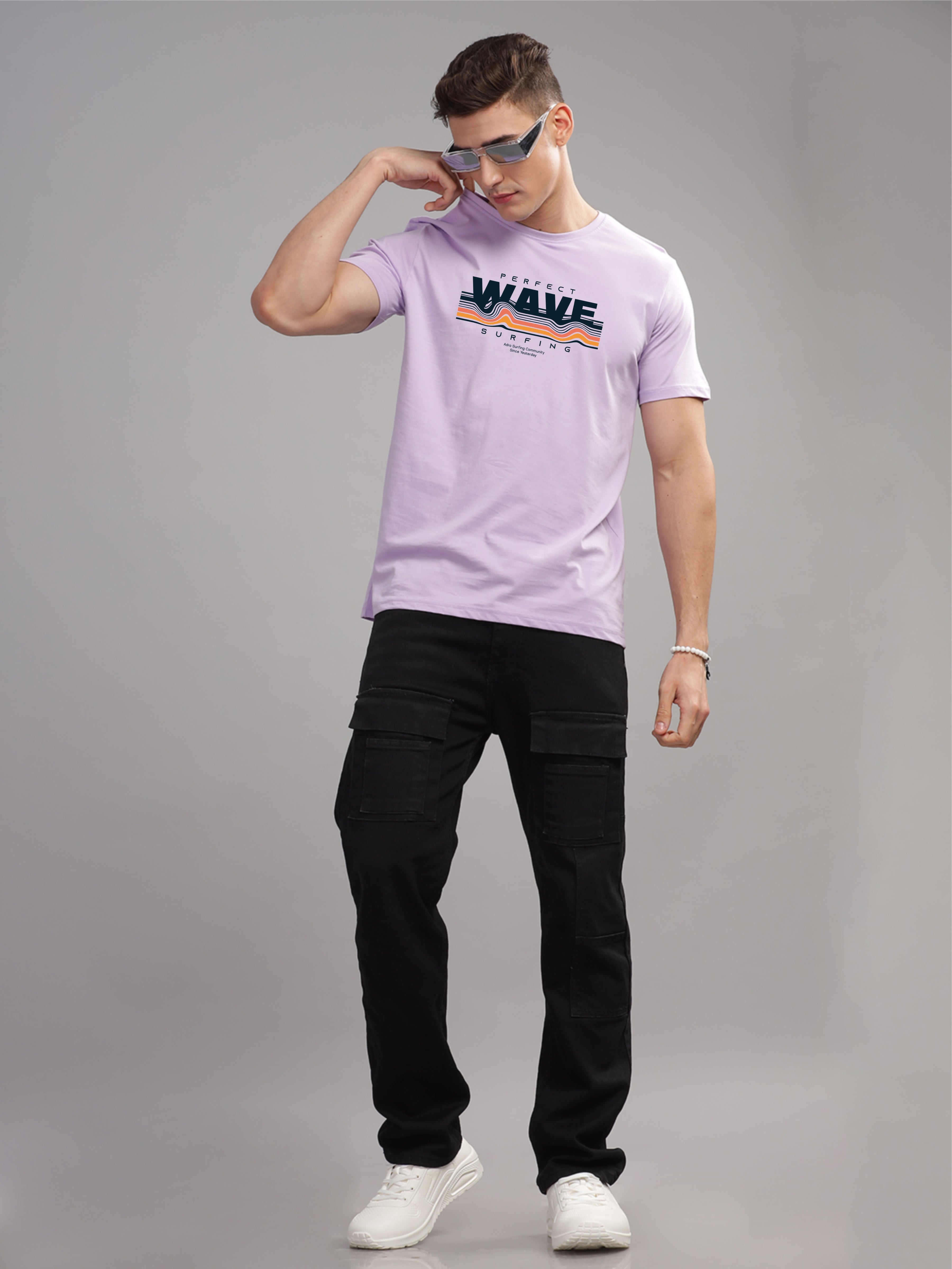 Men Purple Round Neck T Shirt