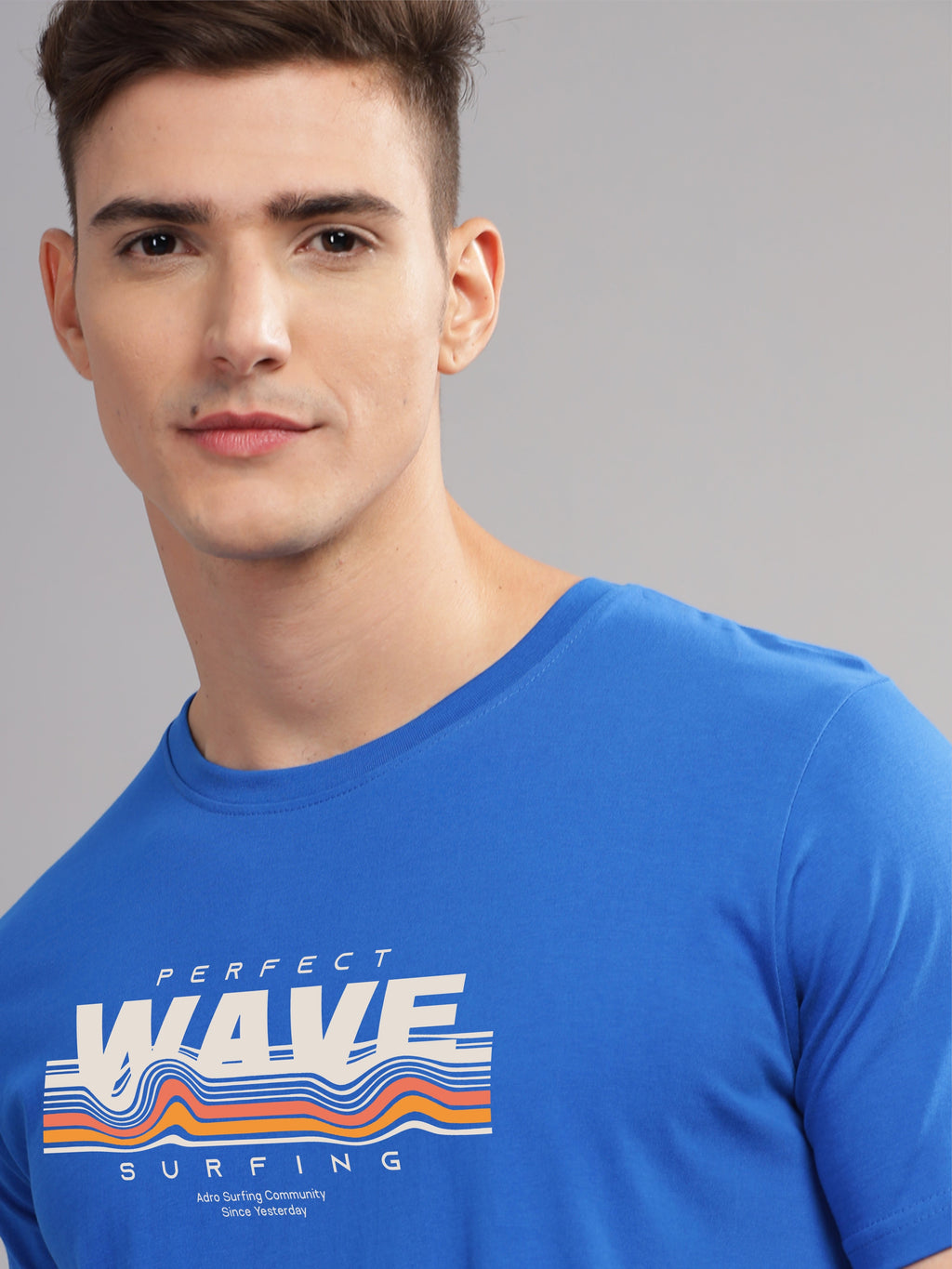 Men Blue Round Neck T Shirt