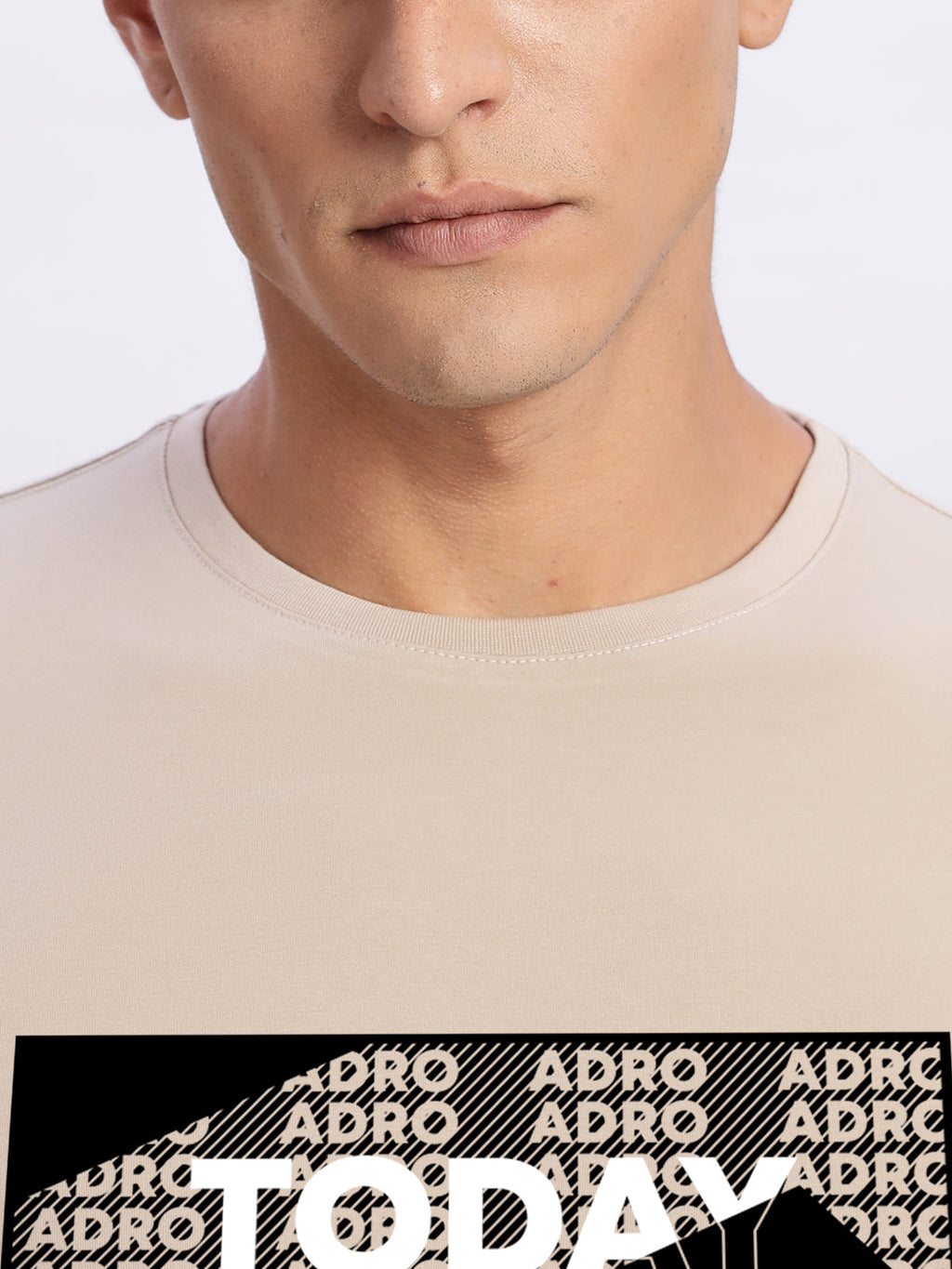 Men Printed Beige T Shirt