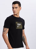 Men Printed Black T Shirt