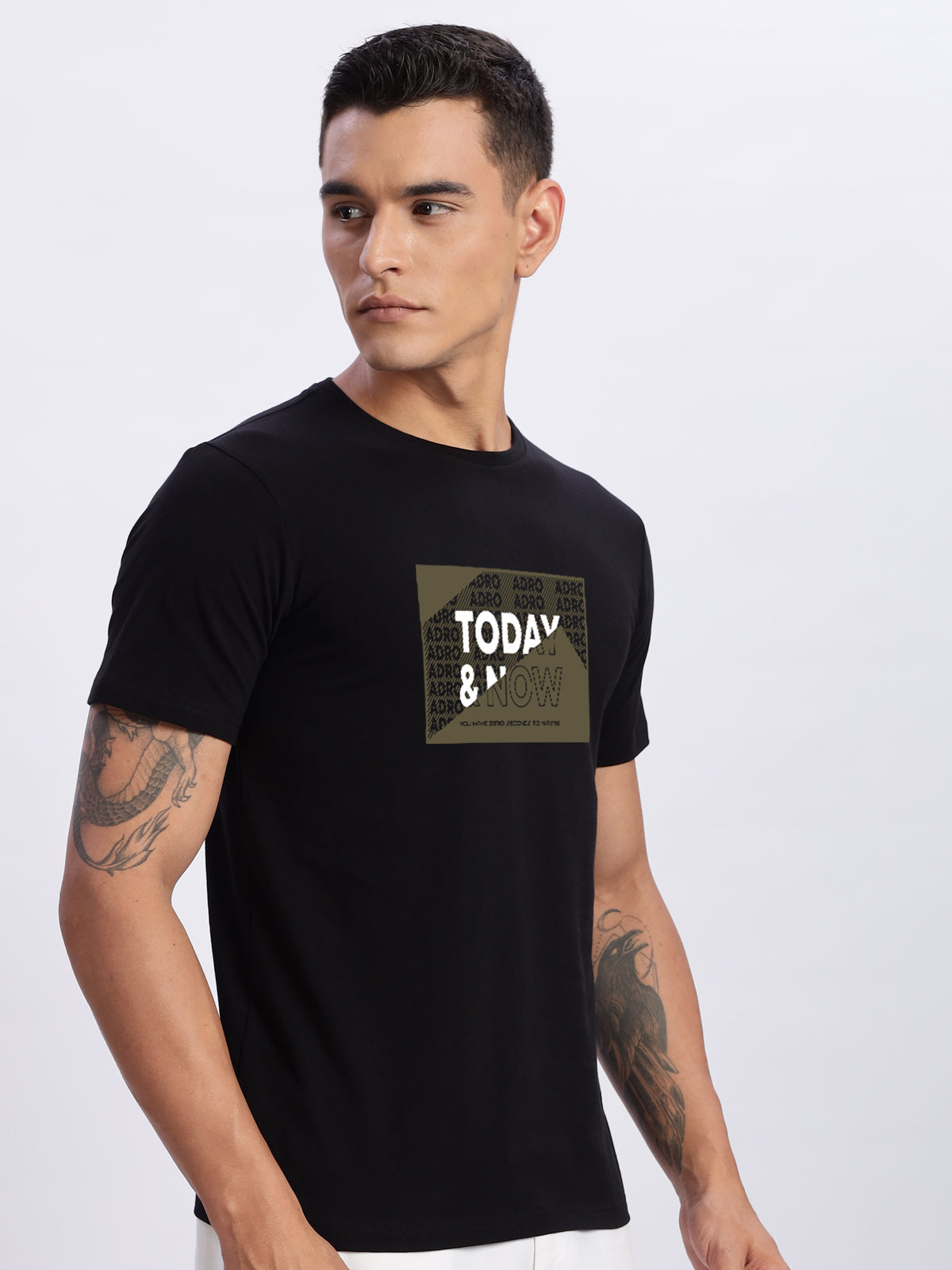 Men Printed Black T Shirt