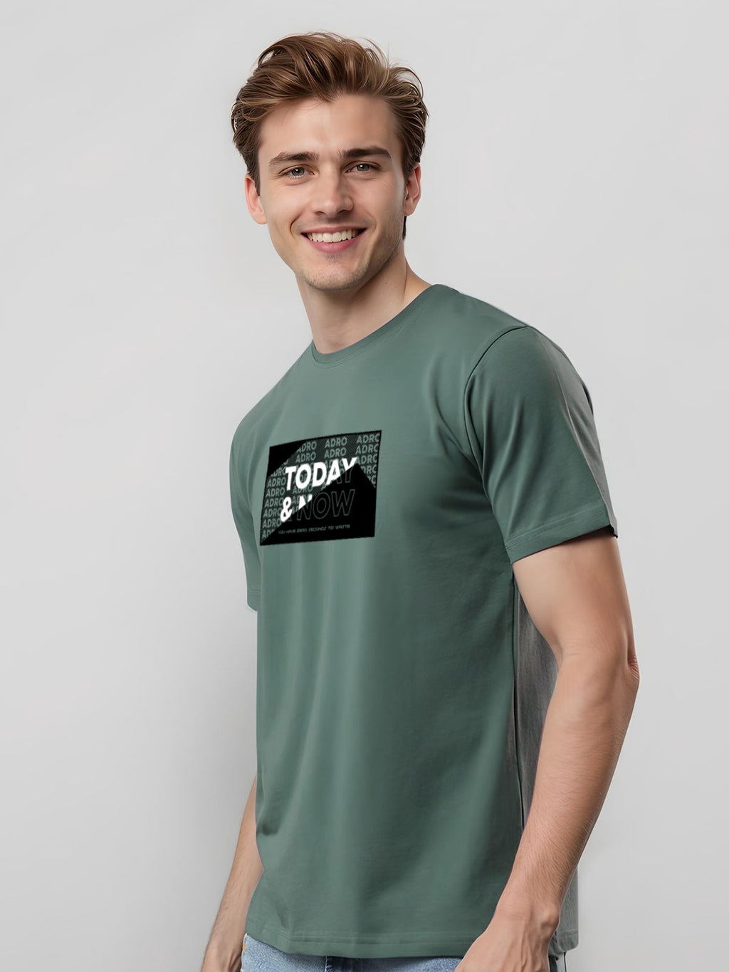 Men Printed Green T Shirt