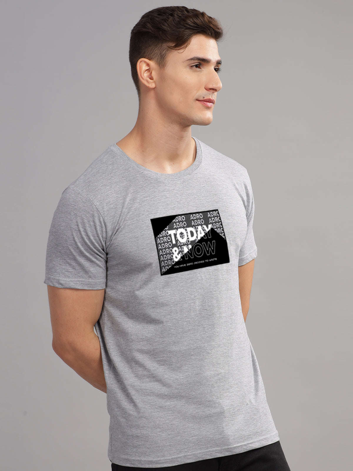 Men Printed Grey T Shirt