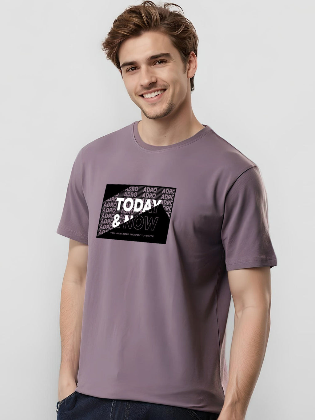 Men Printed Lilac T Shirt