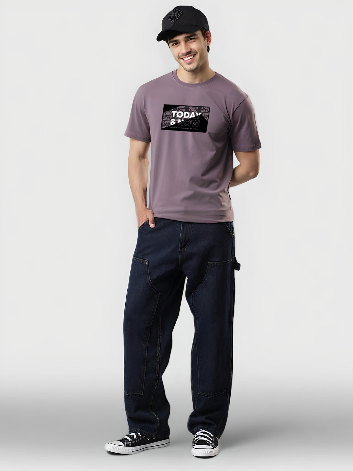 Men Printed Lilac T Shirt
