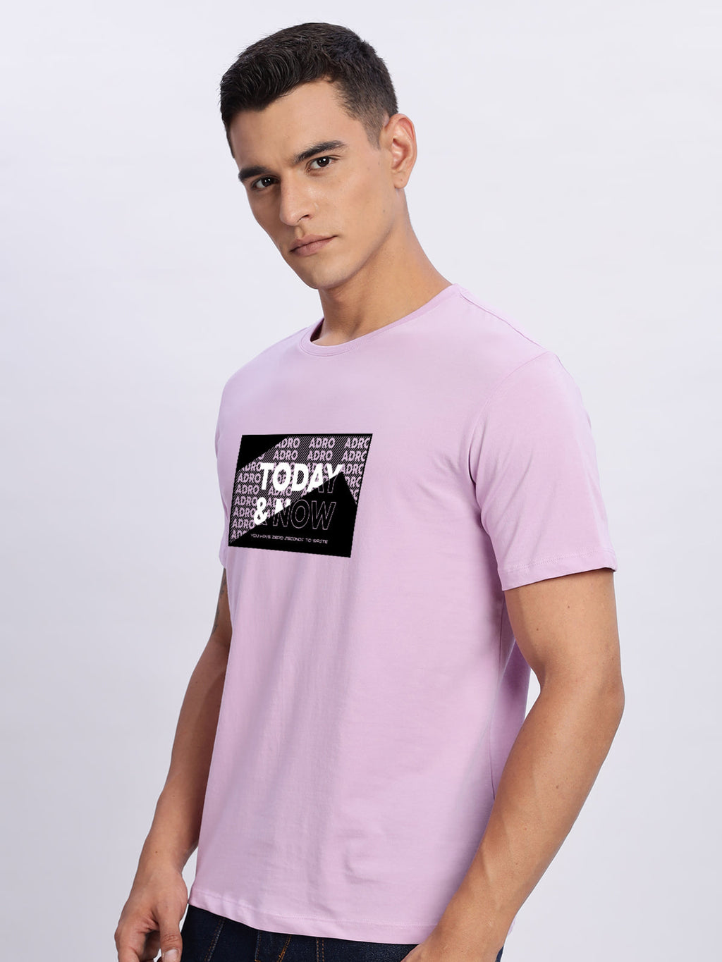 Men Printed Lavender T Shirt
