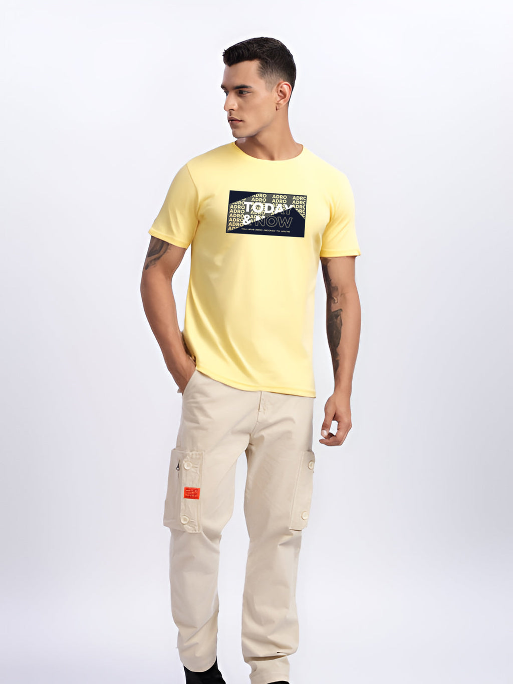Men Printed Yellow T Shirt