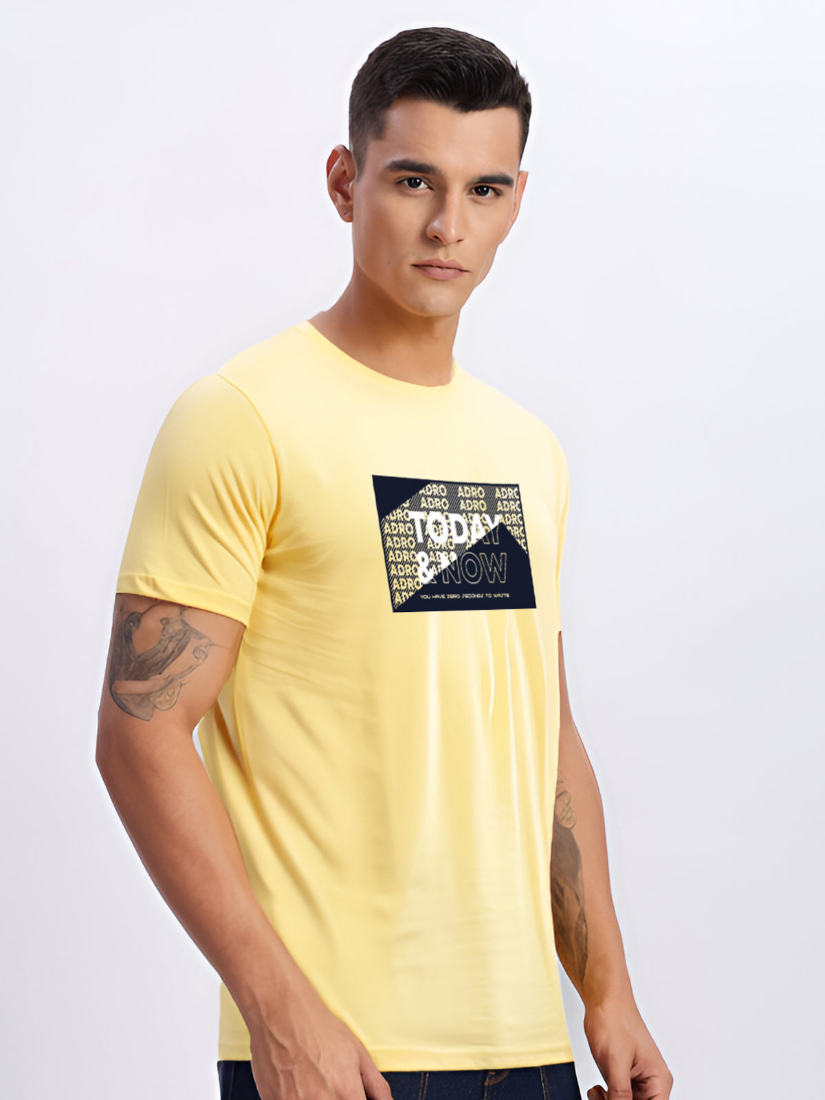 Men Printed Yellow T Shirt