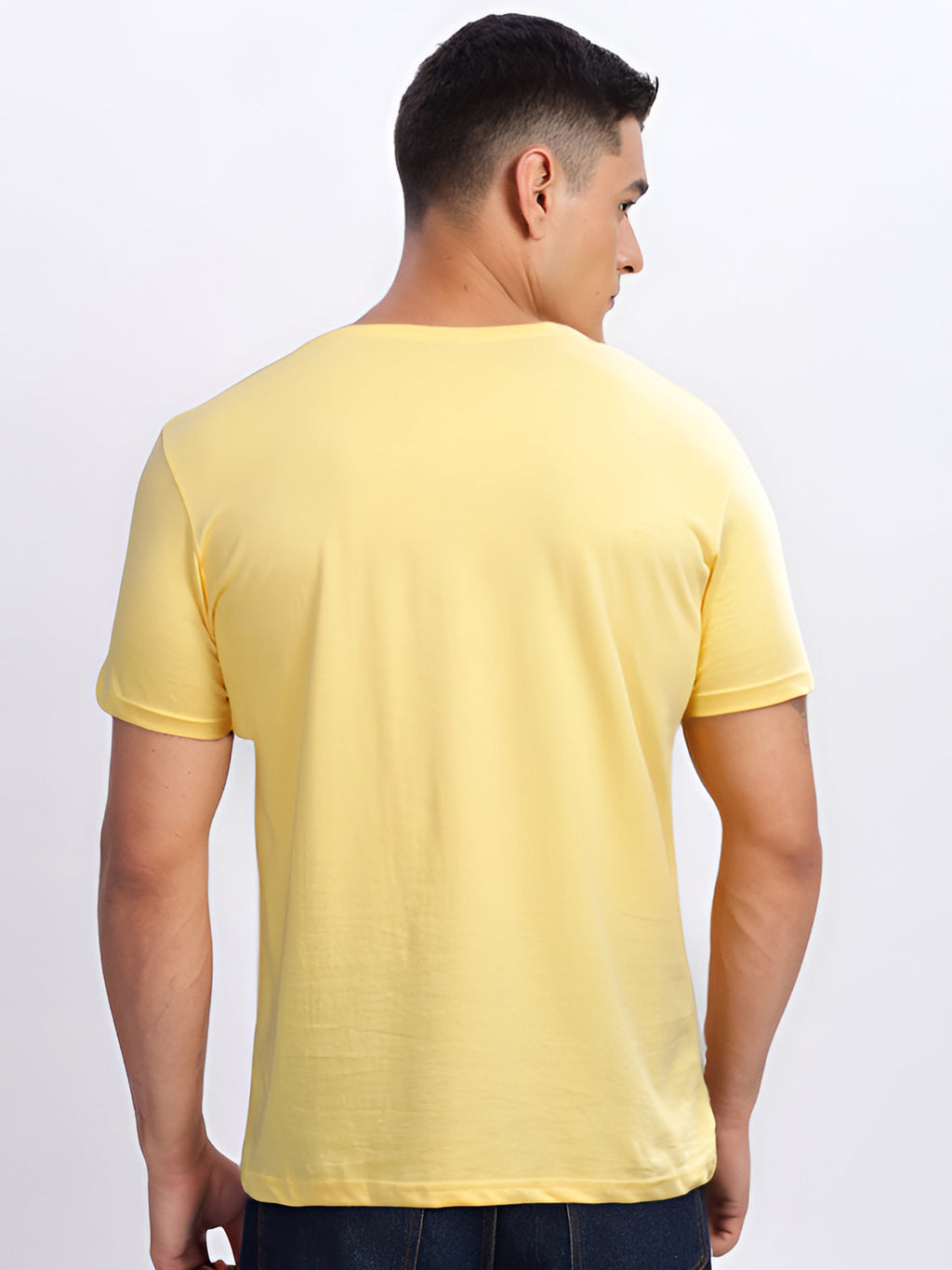 Men Printed Yellow T Shirt