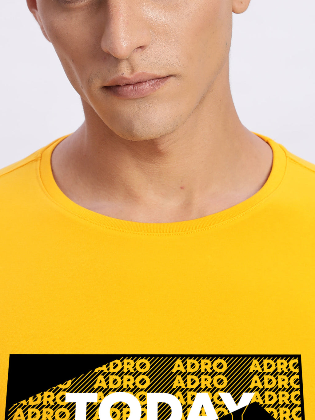 Men Printed Light Mustard T Shirt