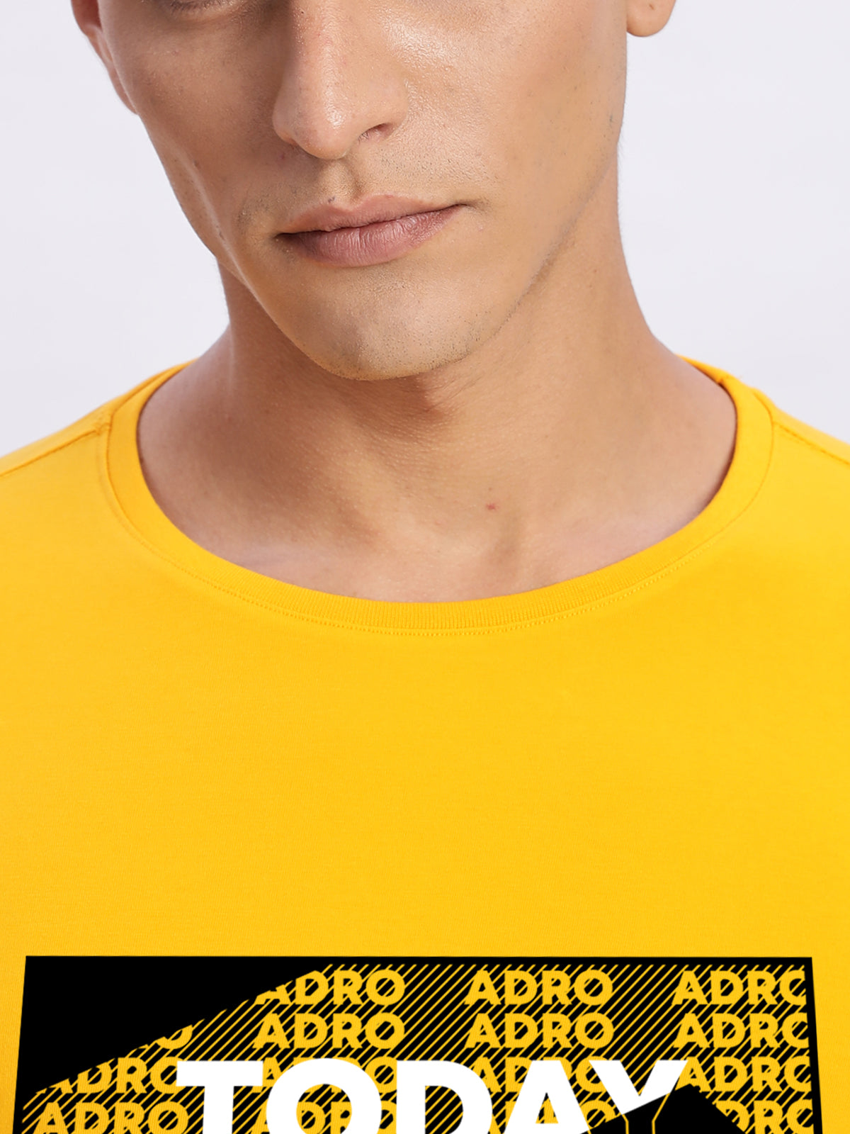 Men Printed Light Mustard T Shirt