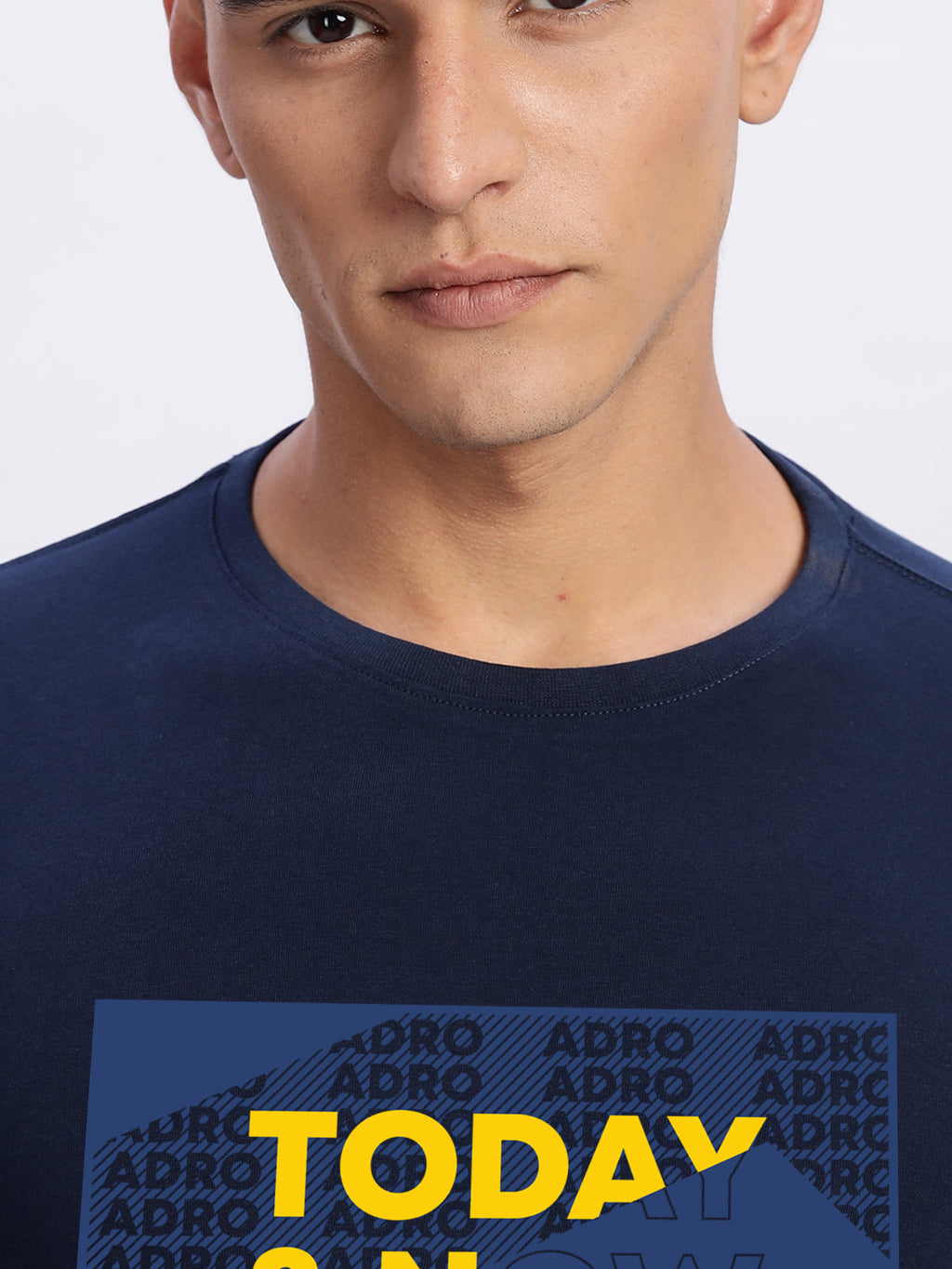 Men Printed Light Navy Blue T Shirt