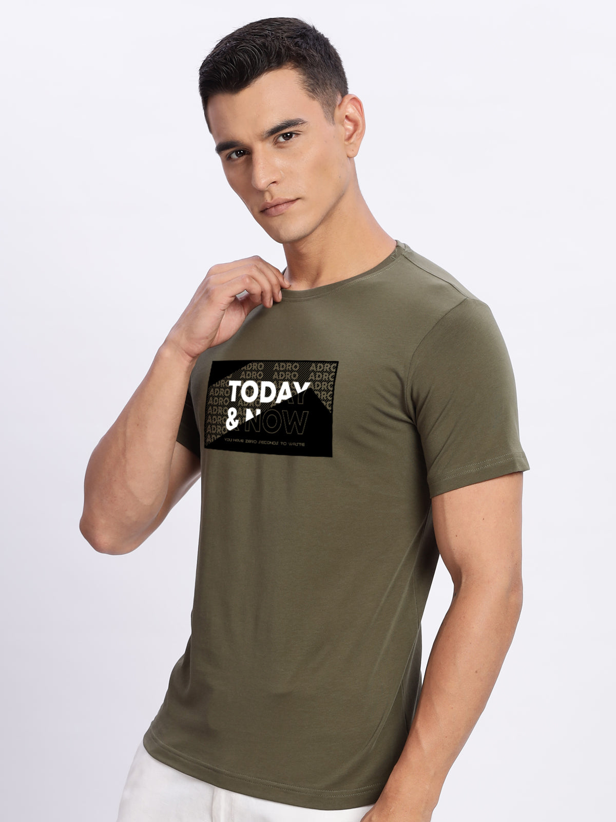 Men Printed Olive T Shirt