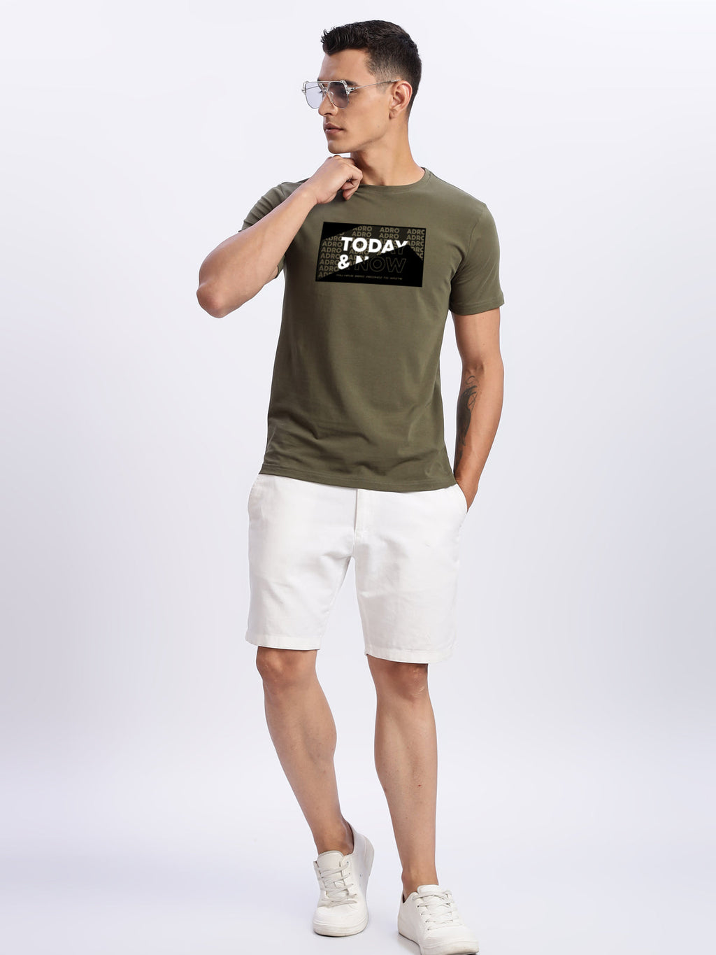 Men Printed Olive T Shirt