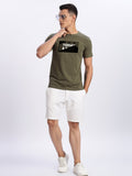 Men Printed Olive T Shirt