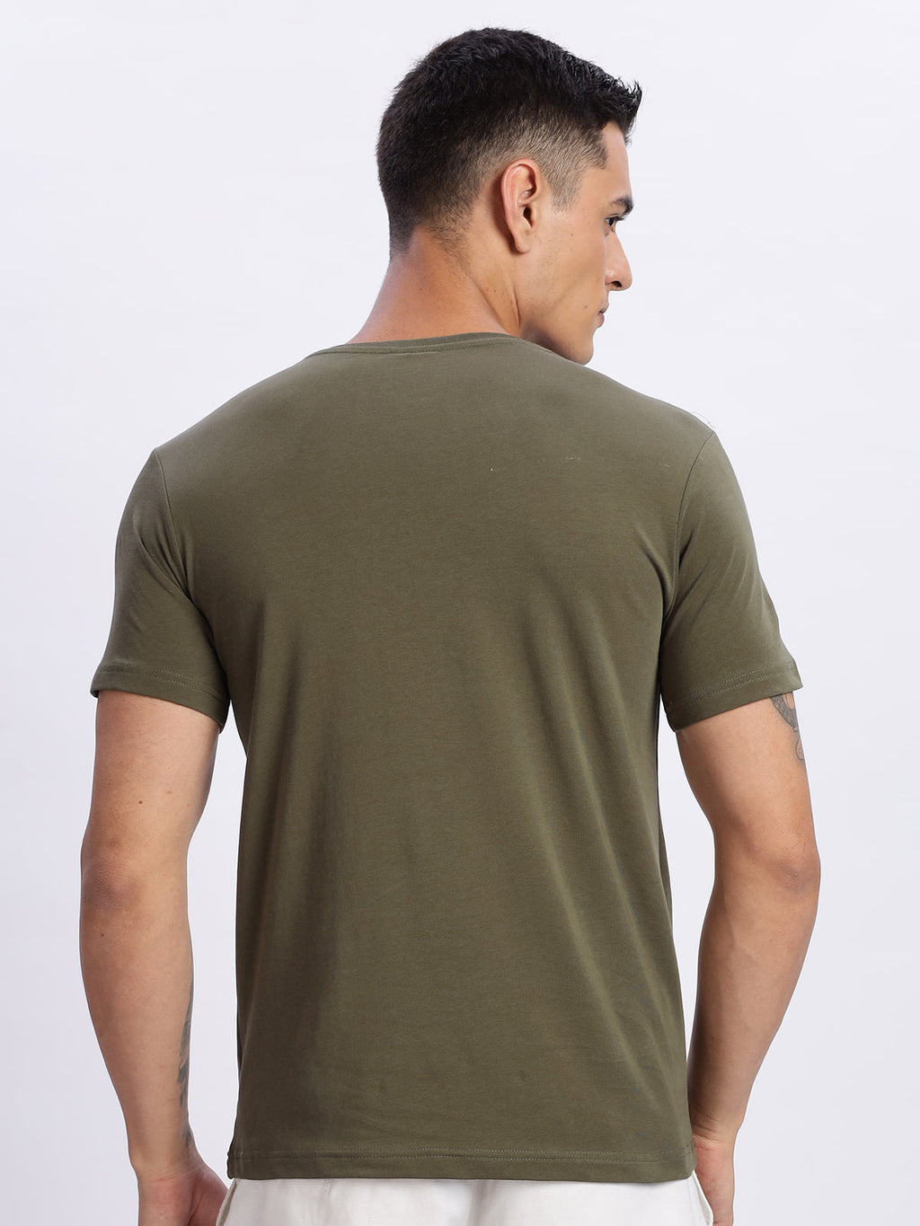 Men Printed Olive T Shirt