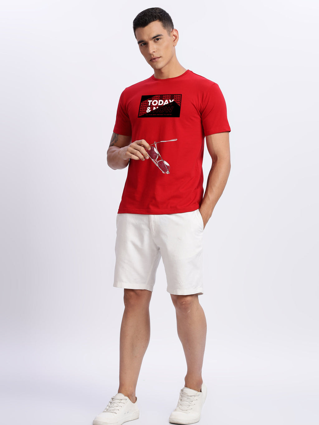 Men Printed Red T Shirt