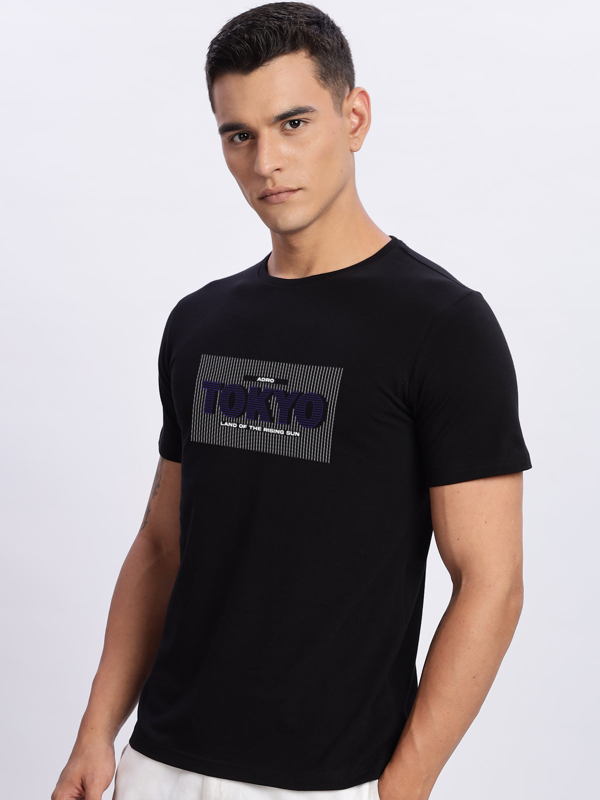 Men Printed Black T Shirt