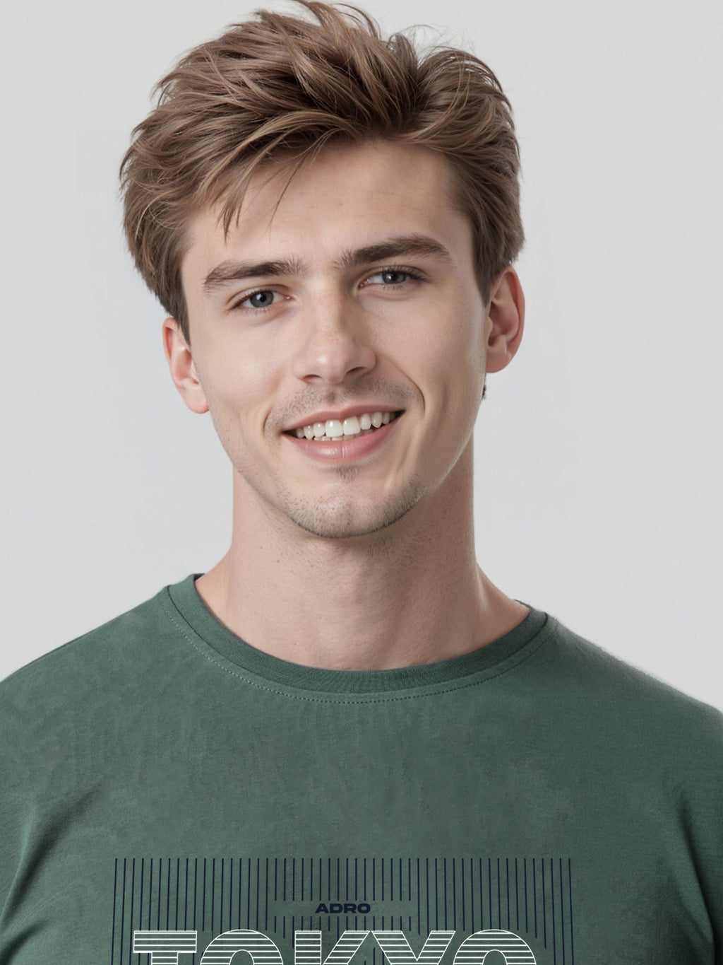 Men Printed Green T Shirt