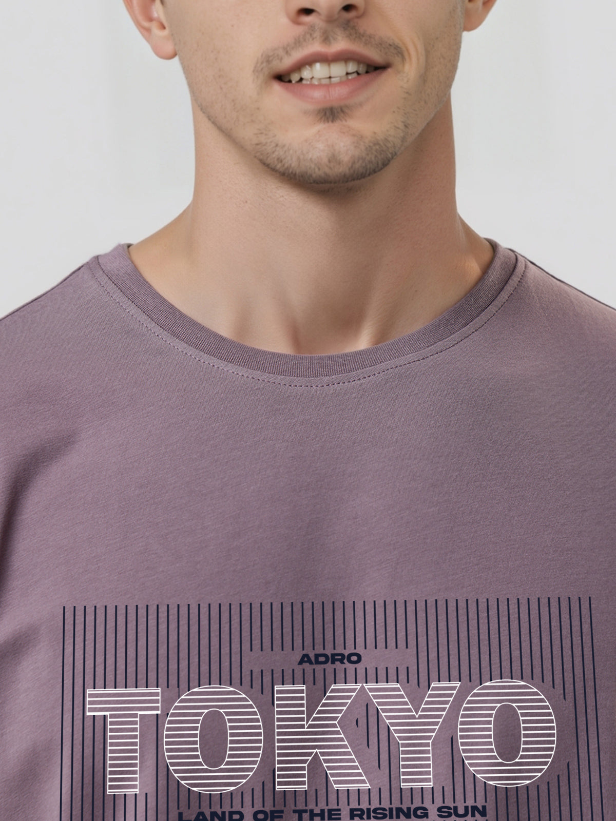 Men Printed Lilac T Shirt