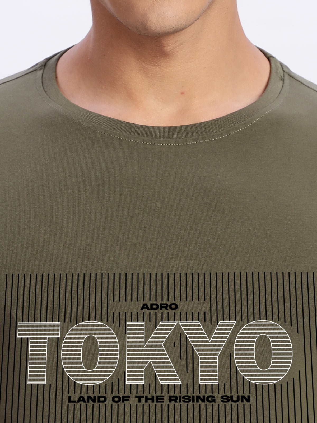 Men Printed Olive T Shirt