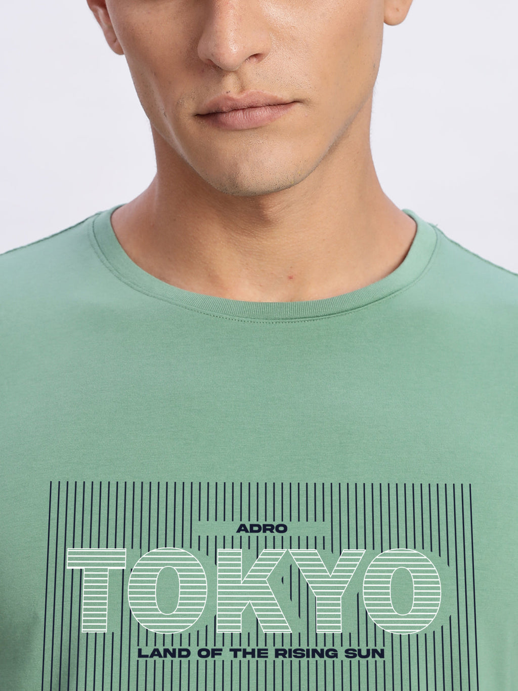 Men Printed Green T-Shirt