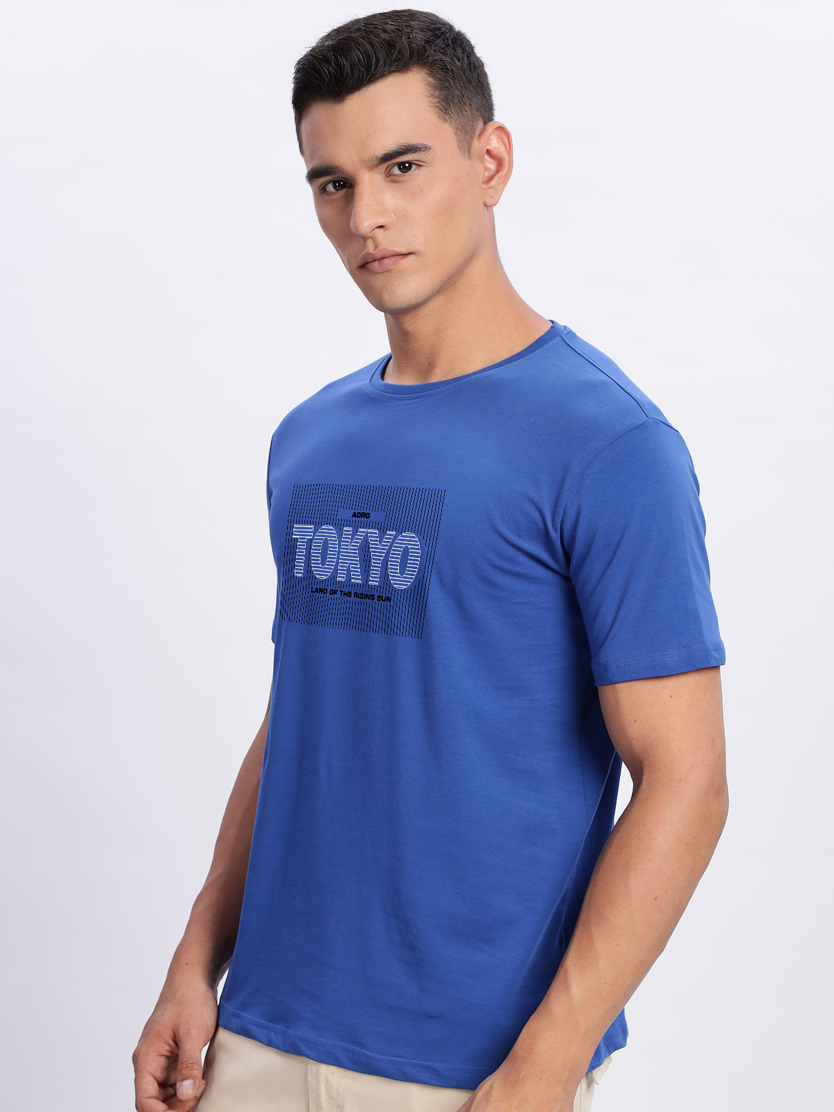 Men Printed Blue T-Shirt