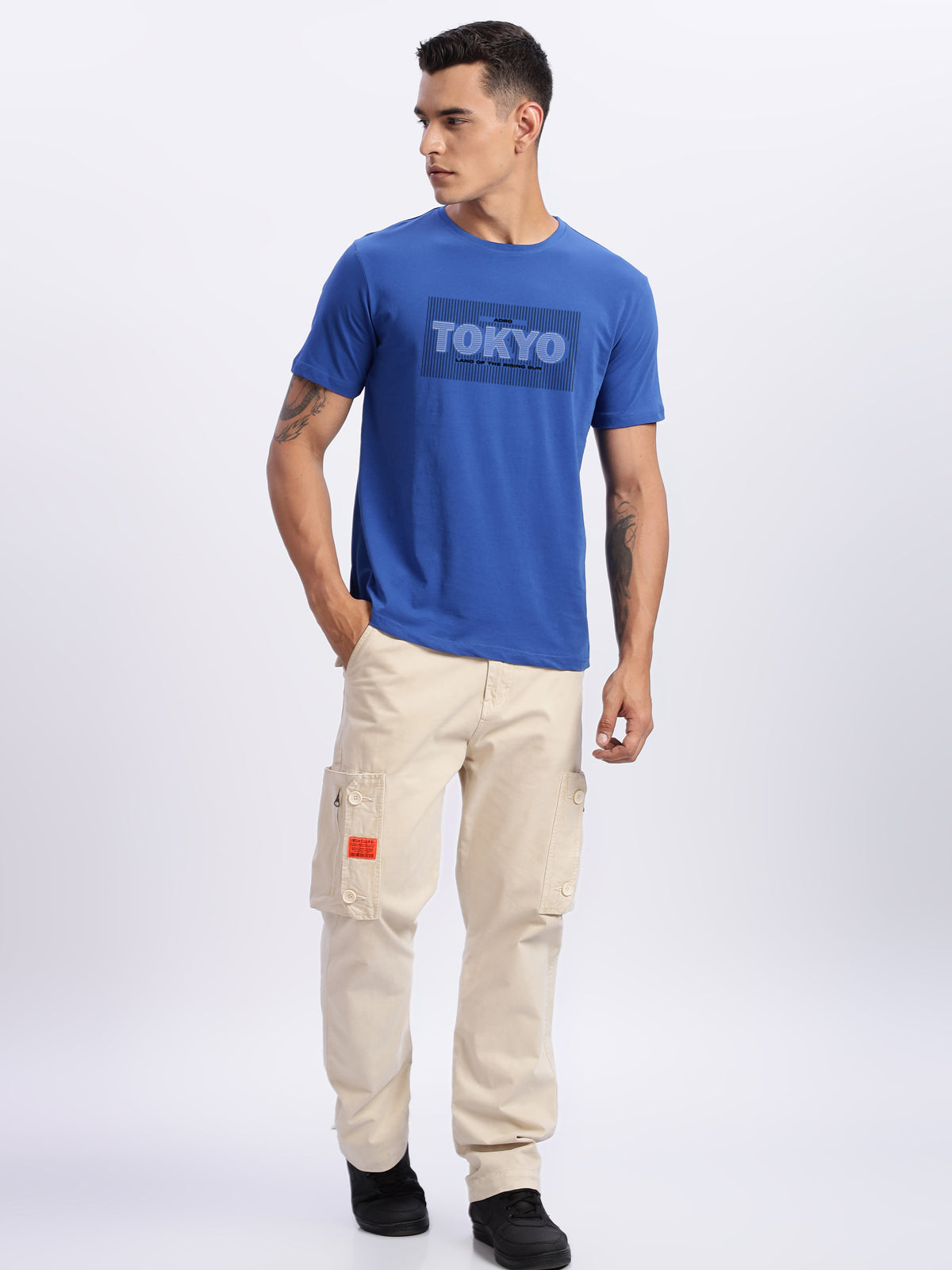 Men Printed Blue T-Shirt
