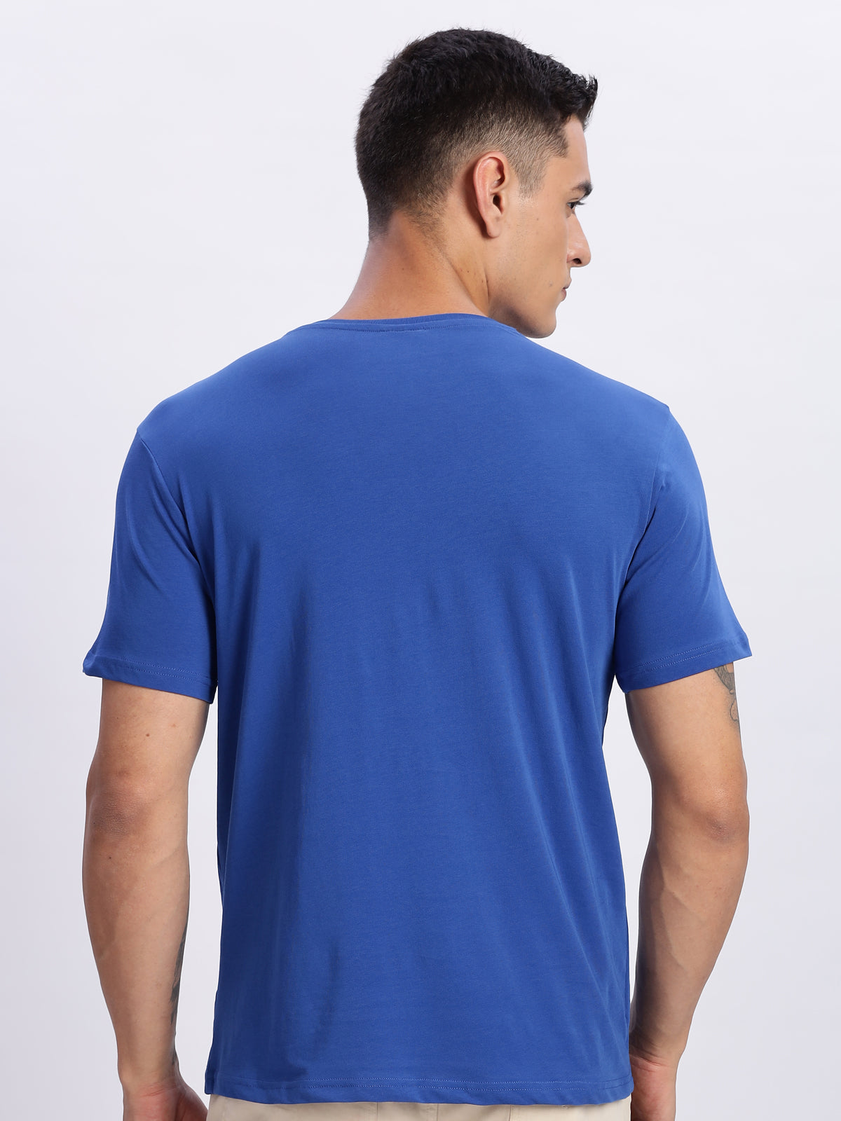 Men Printed Blue T-Shirt