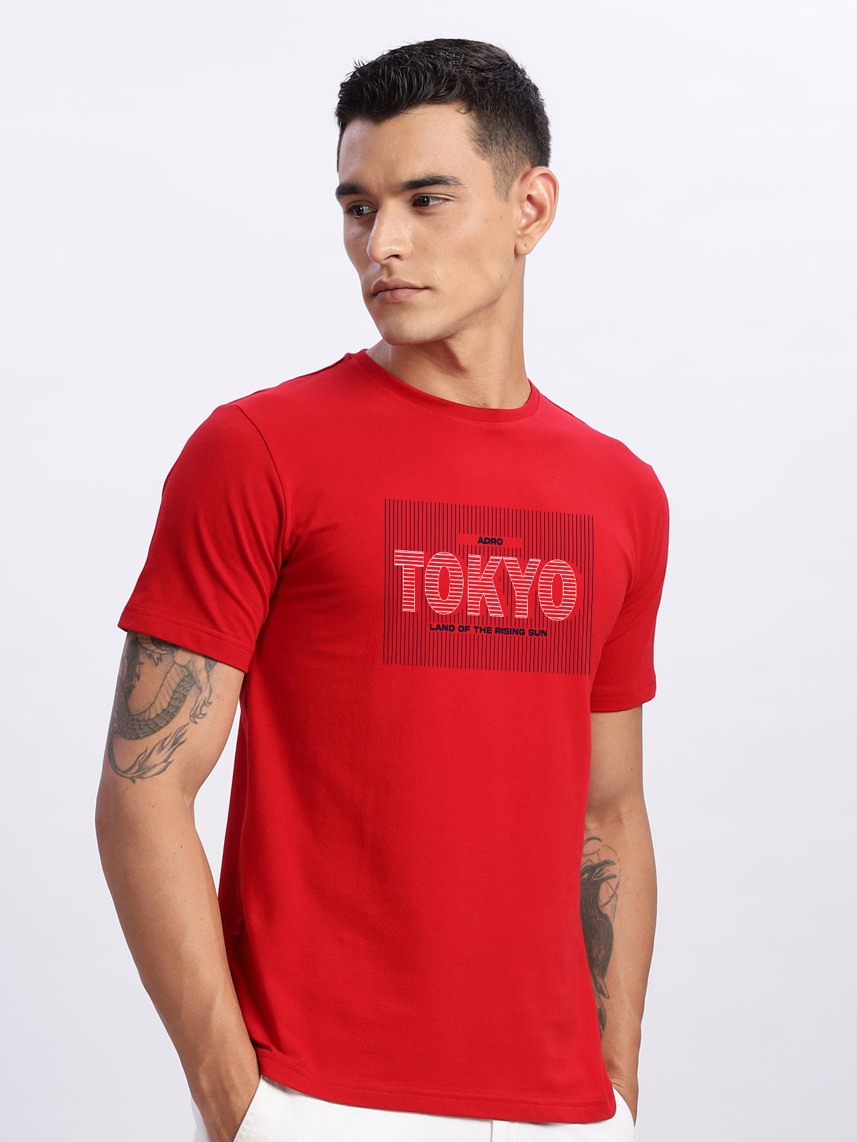Men Printed Red T Shirt