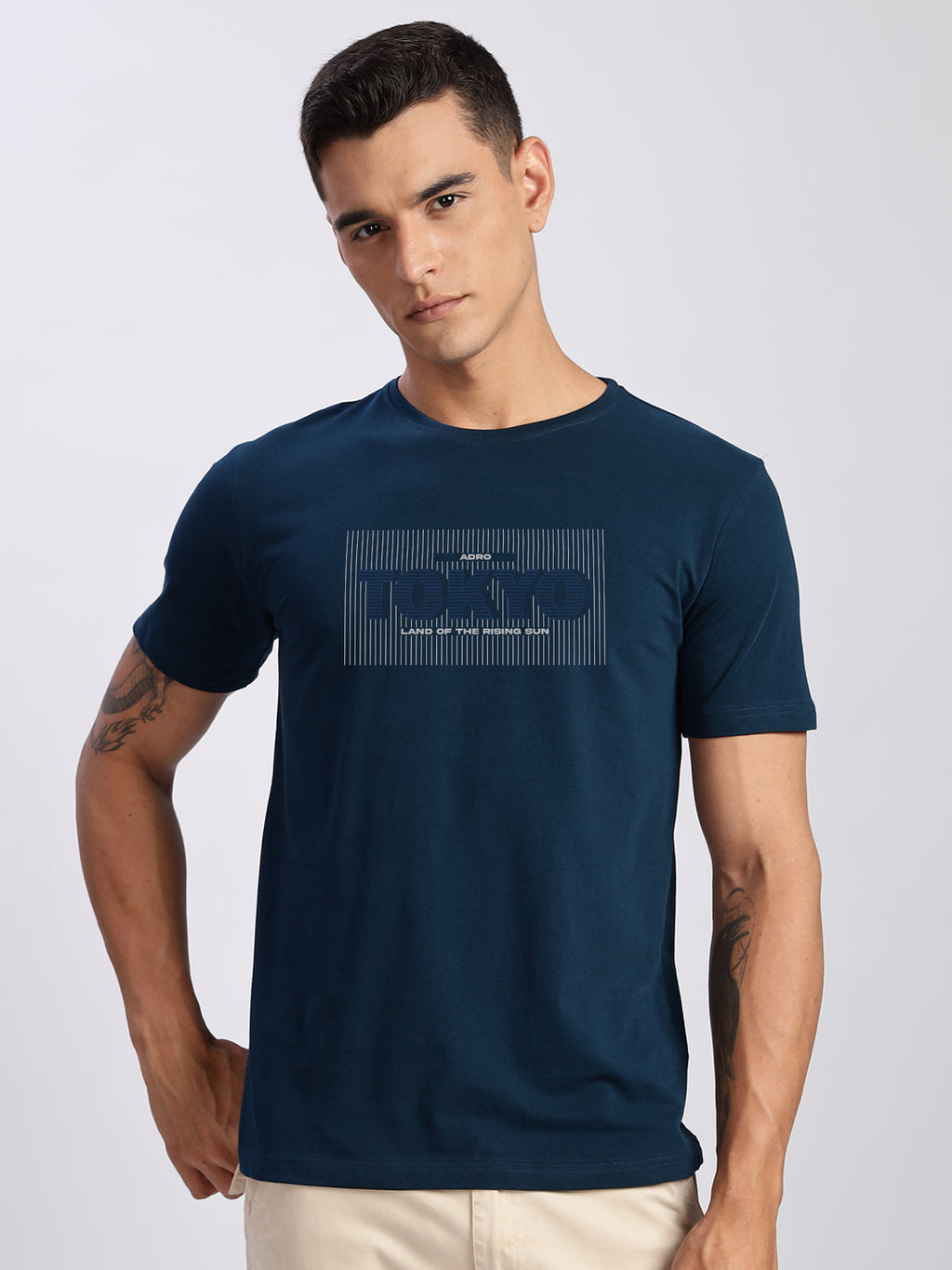 Men Printed Teal T Shirt
