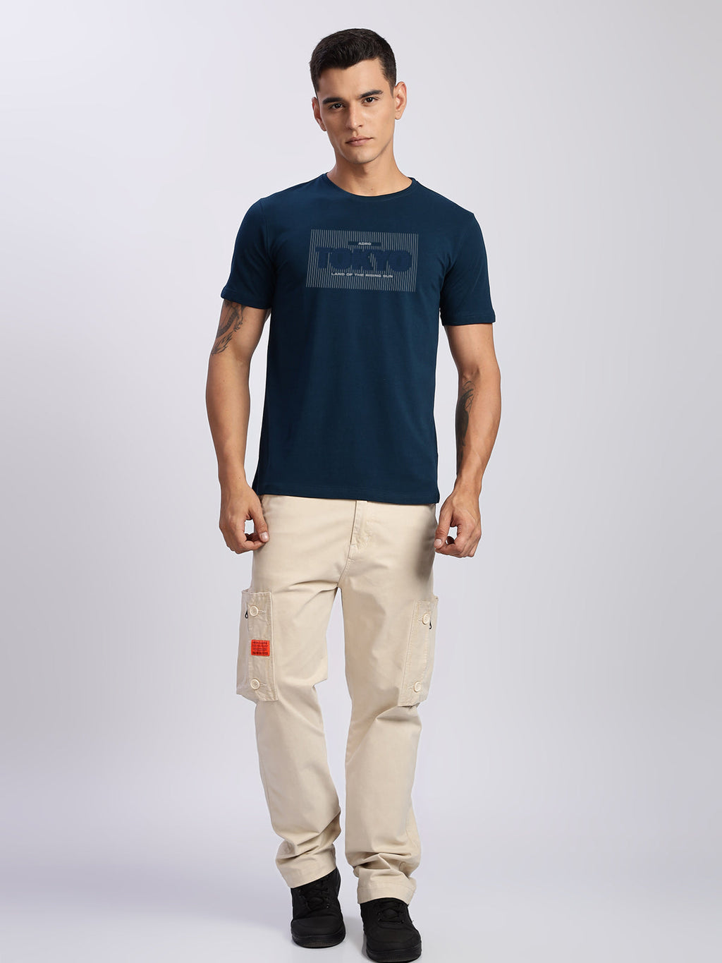 Men Printed Teal T Shirt