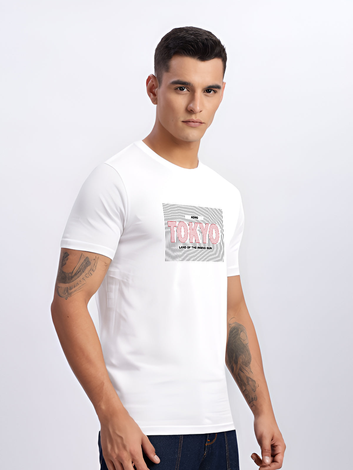 Men Printed White T Shirt