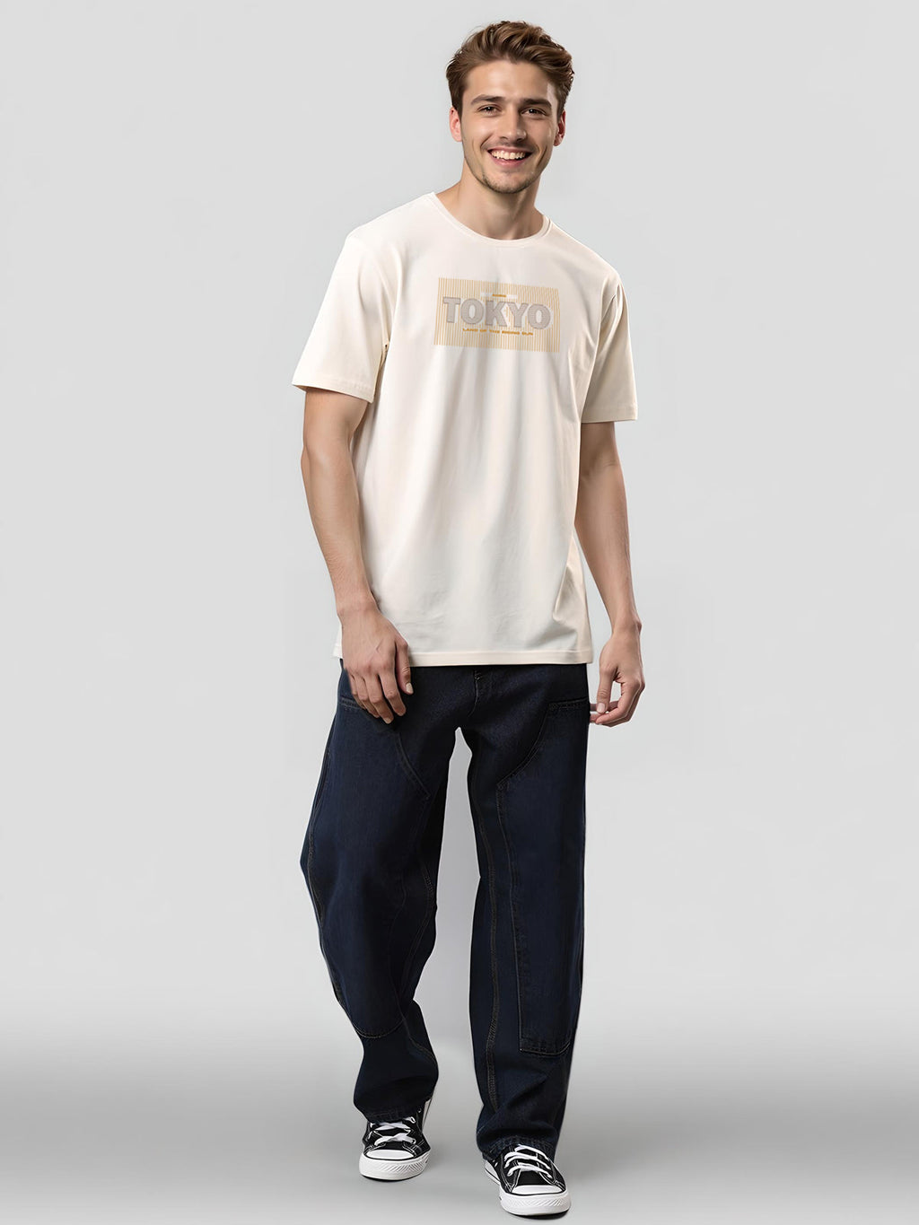 Men Printed White T-Shirt
