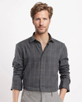 Rare Rabbit Men's Ropos-2 Grey Cotton Checked Print Regular Fit Full Sleeve Collared Shirt