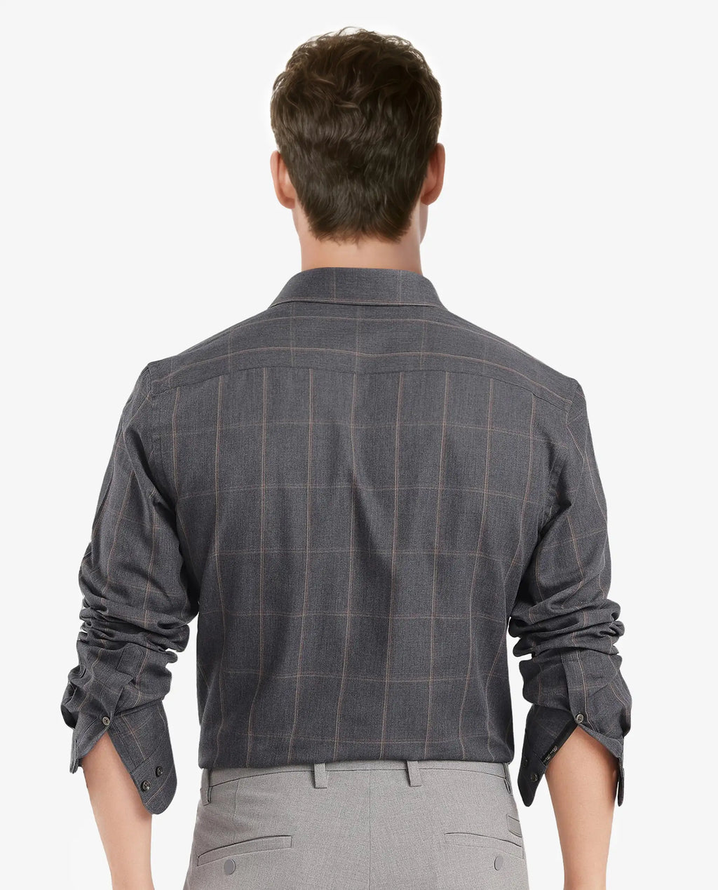 Rare Rabbit Men's Ropos-2 Grey Cotton Checked Print Regular Fit Full Sleeve Collared Shirt