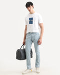Rare Rabbit Men's Ankl Light Blue Cotton Blend Fabric Hawk Slim Plain Jeans