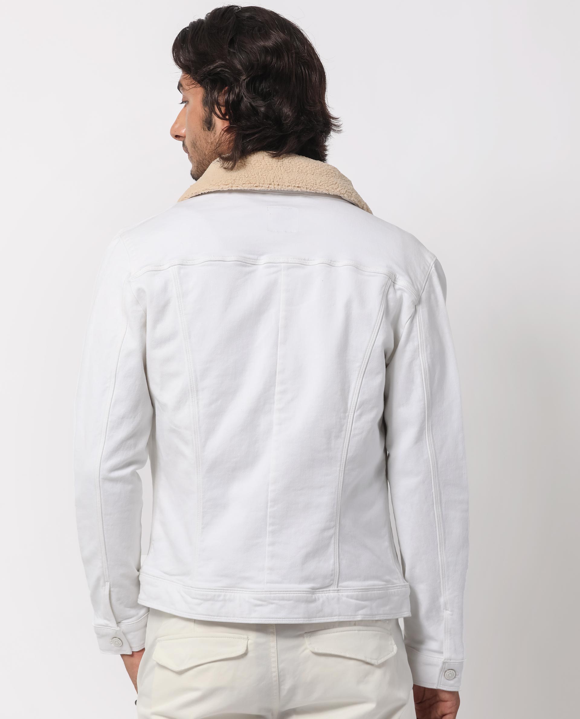 Rare Rabbit Men's Rubik Off White Cotton Plain Regular Fit Full Sleeve Spread Collar Jacket