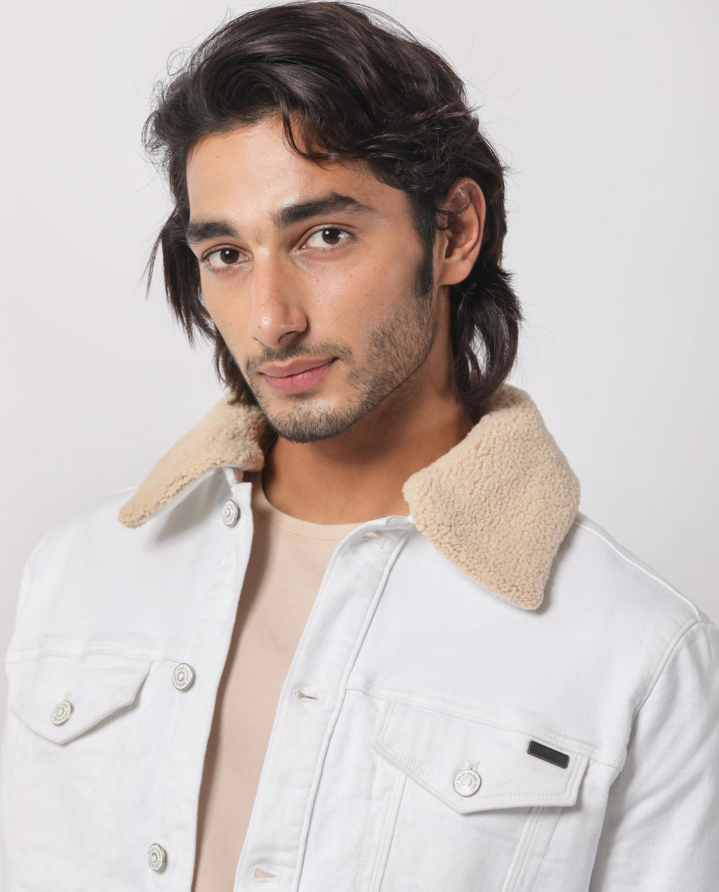 Rare Rabbit Men's Rubik Off White Cotton Plain Regular Fit Full Sleeve Spread Collar Jacket