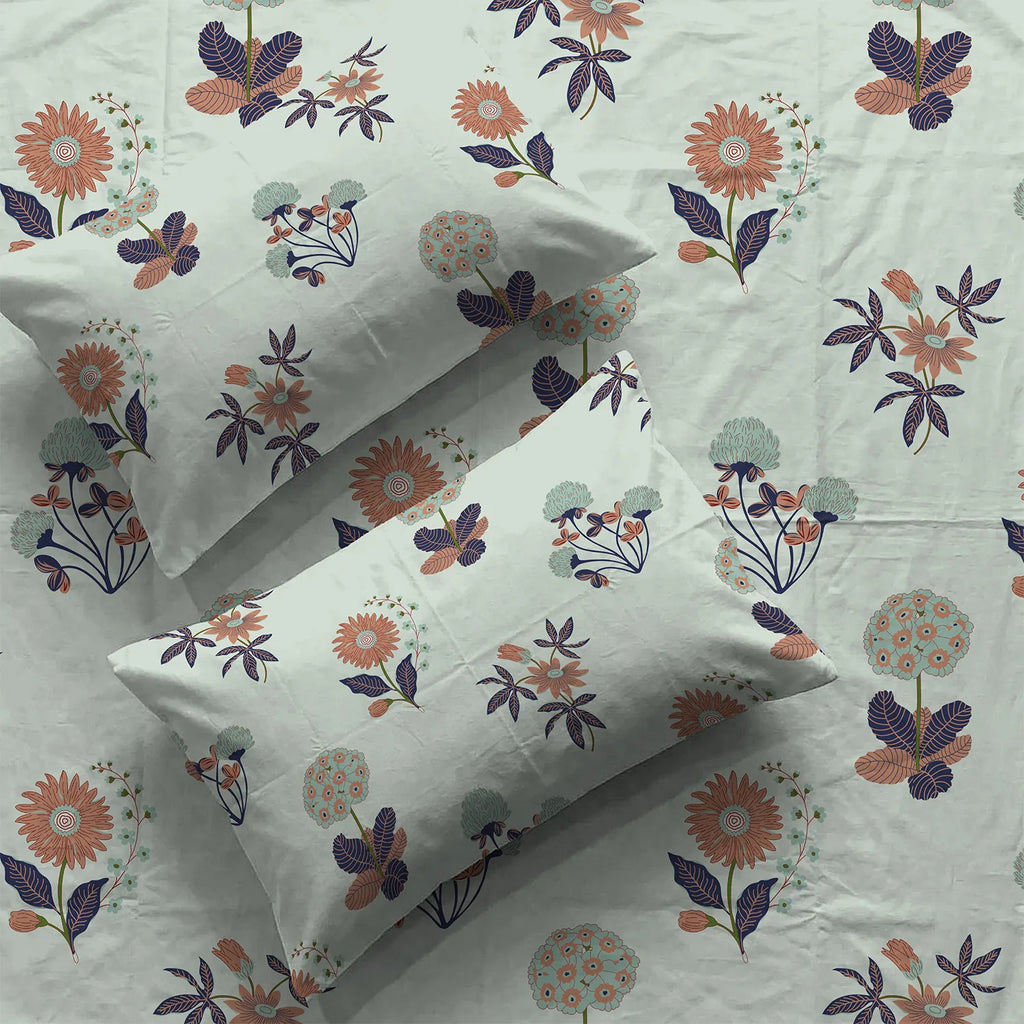 Serene 200 TC 100% Cotton Bedsheet with Pillow Covers - Radiance Grey
