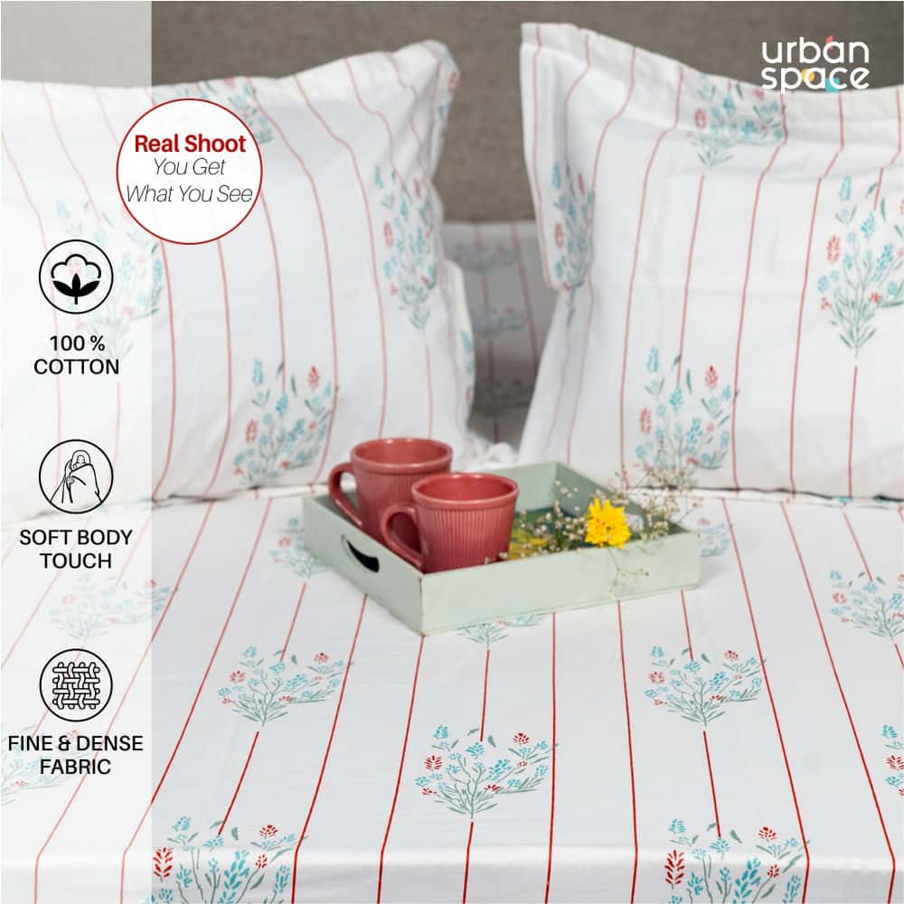 Regal Collection - Breathable 200 TC 100% Pure Cotton Bedsheet with Pillow Cover, Rust Orange Dahlia