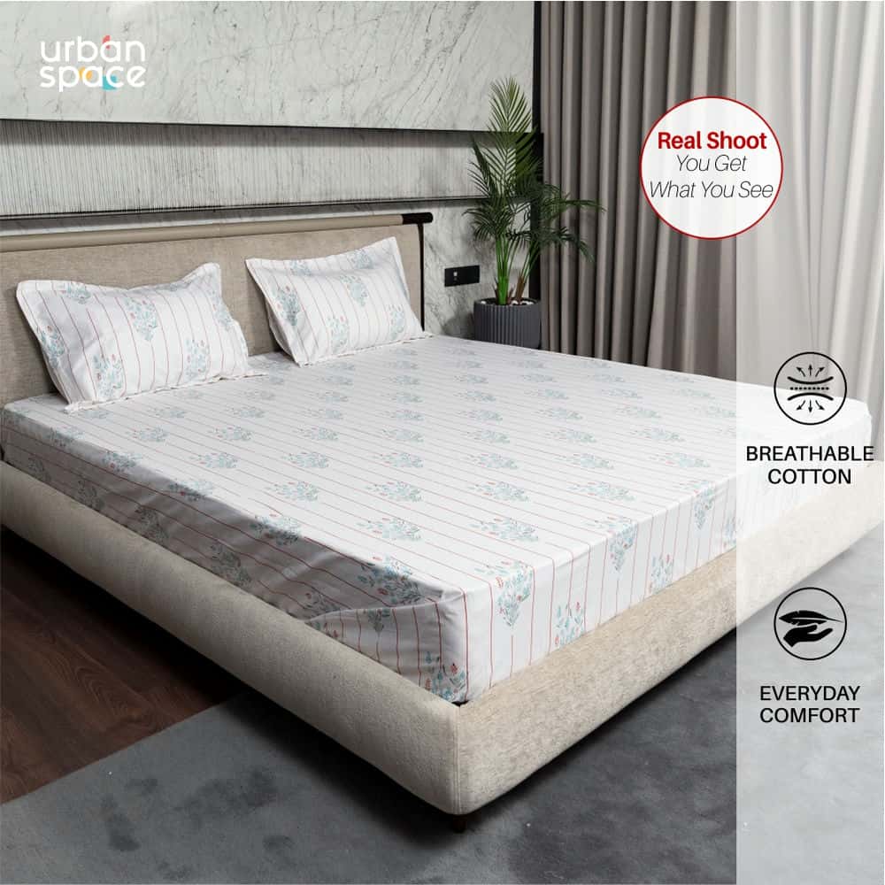 Regal Collection - Breathable 200 TC 100% Pure Cotton Bedsheet with Pillow Cover, Rust Orange Dahlia
