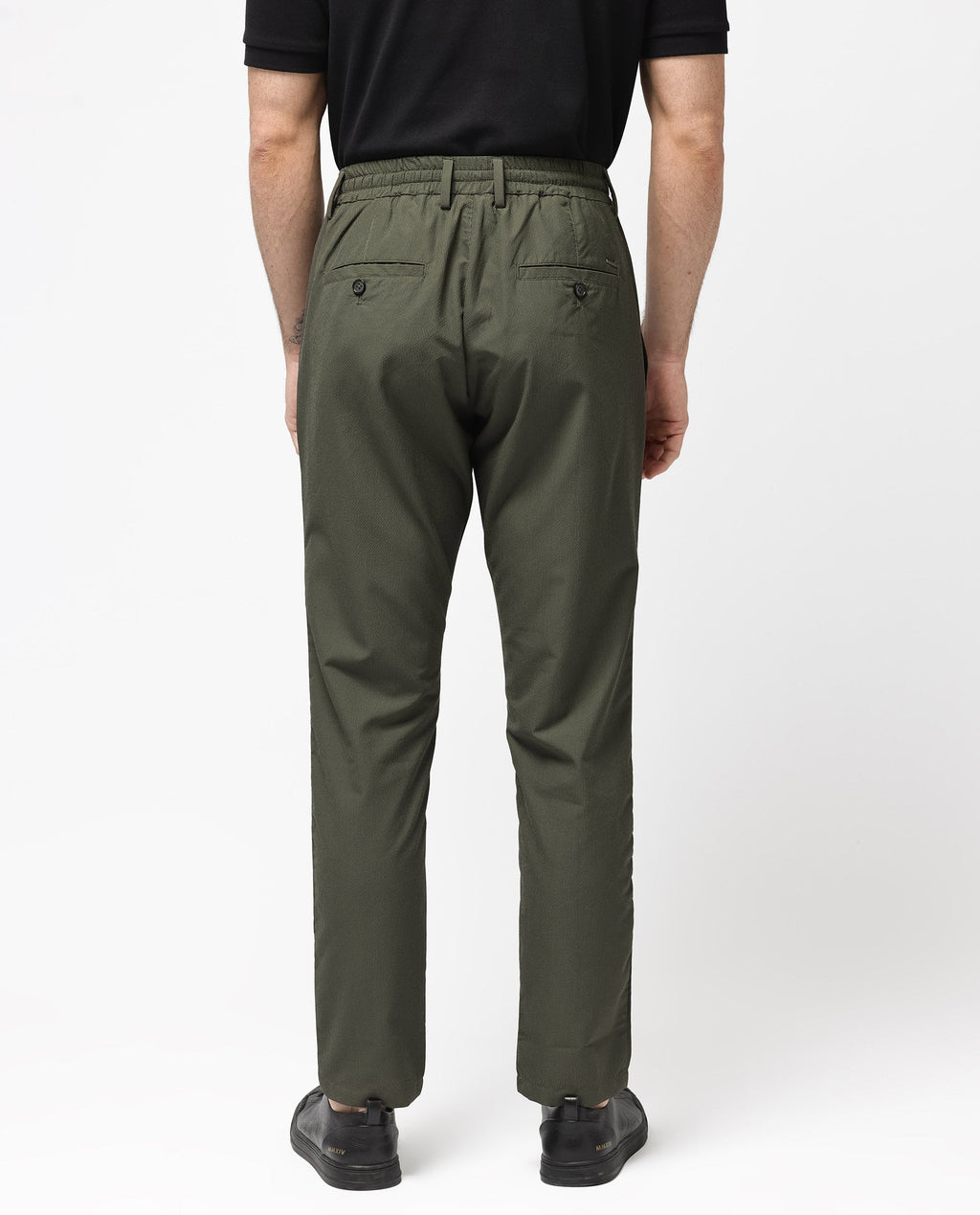 Rare Rabbit Men's Saco Olive Polyester Checked Print Regular Fit Trouser