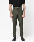 Rare Rabbit Men's Saco Olive Polyester Checked Print Regular Fit Trouser