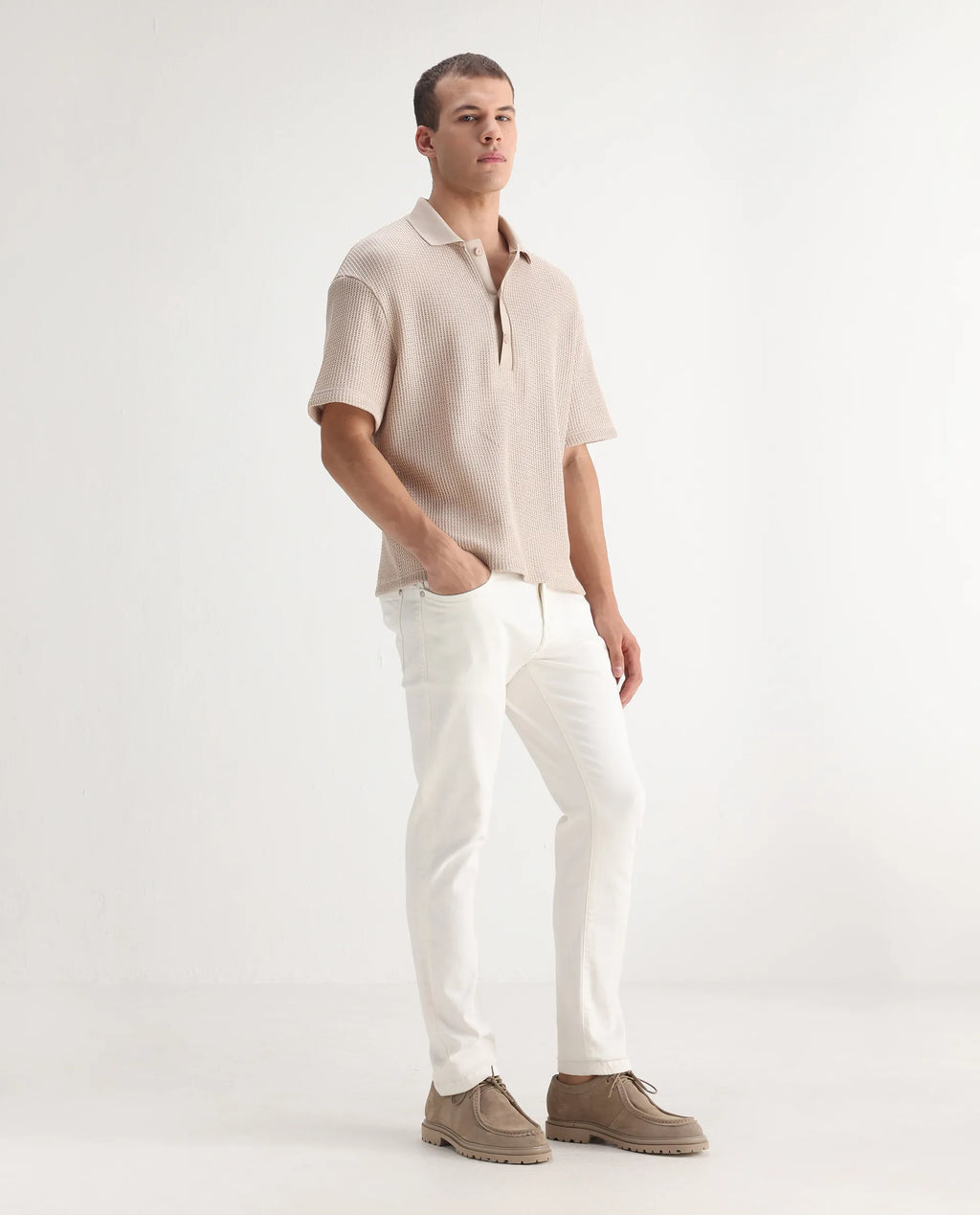 Rare Rabbit Men's Safi White Cotton Blend Plain Hawk Slim Fit Jeans