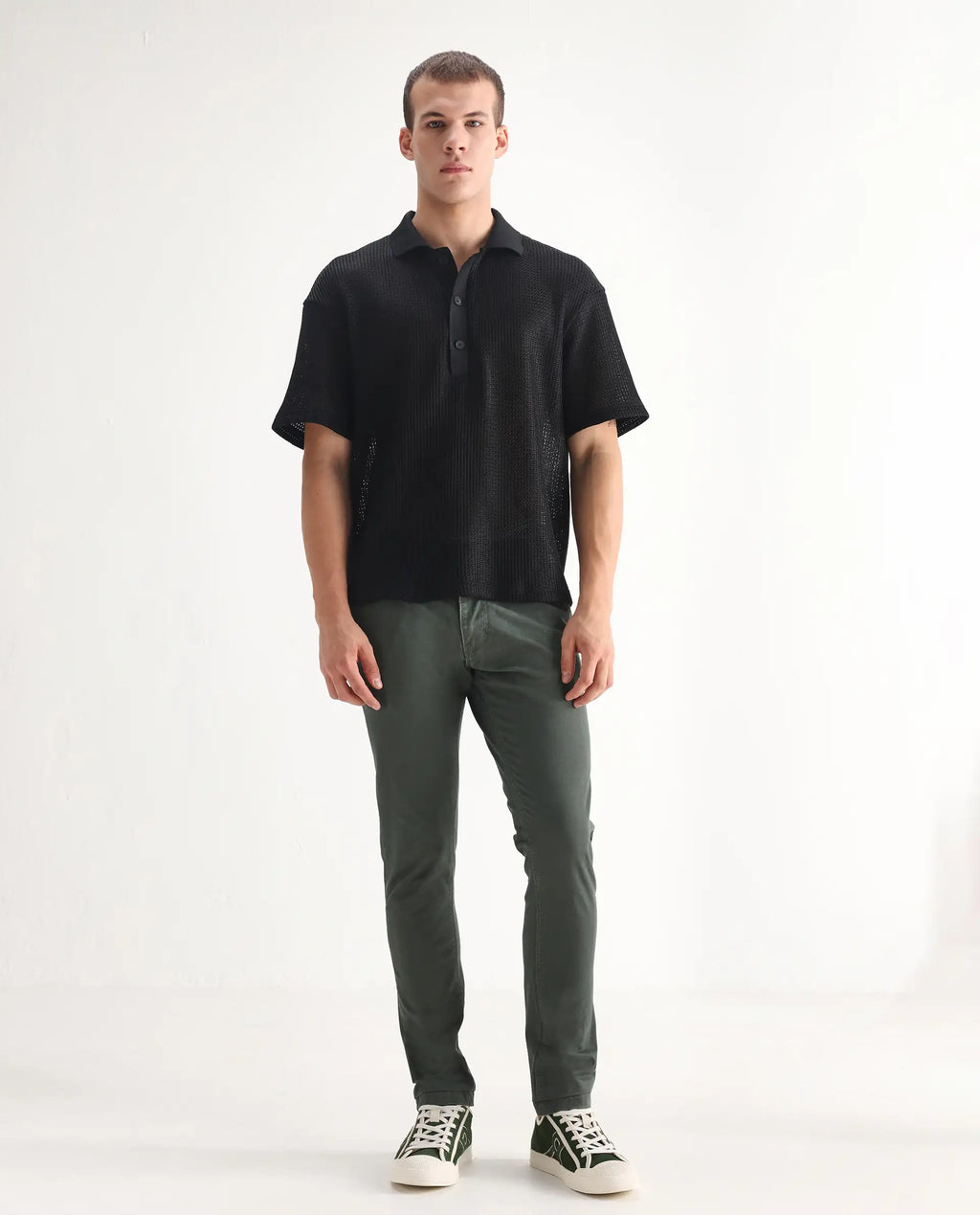 Rare Rabbit Men's Saho Olive Cotton Plain Hawk Slim Fit Jeans