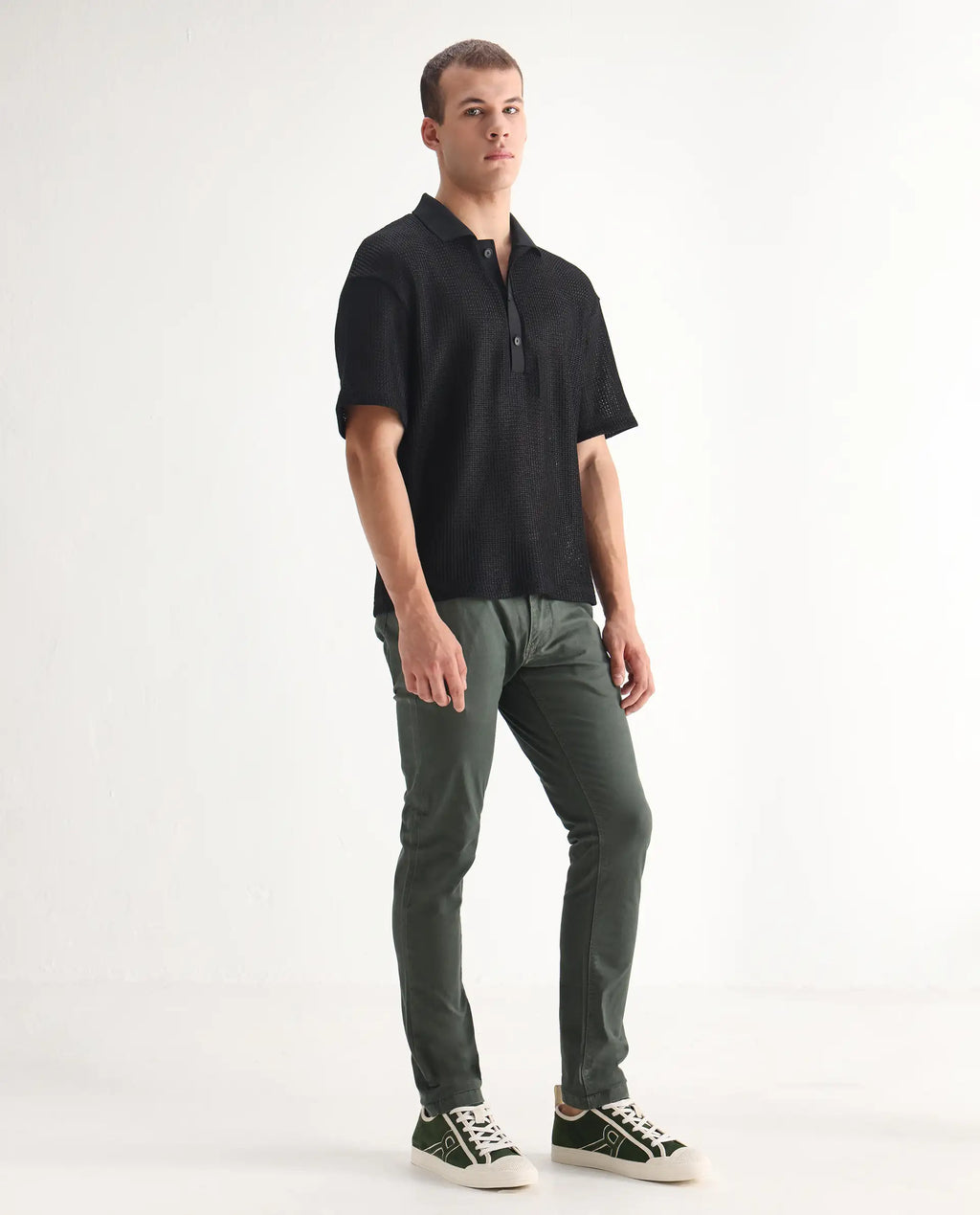 Rare Rabbit Men's Saho Olive Cotton Plain Hawk Slim Fit Jeans
