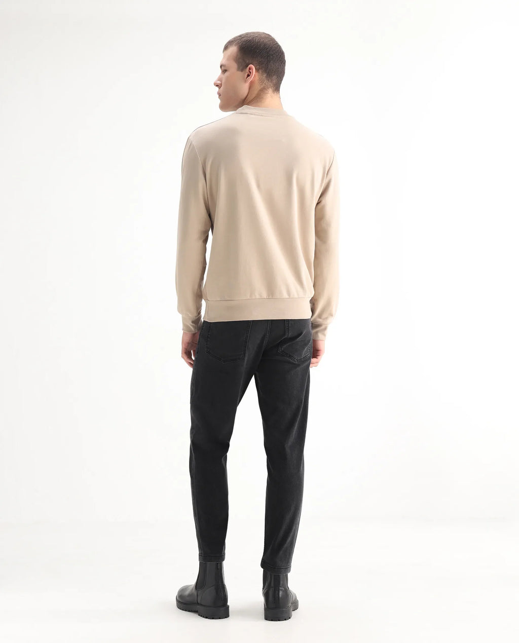Rare Rabbit Men's Sam Black Cotton Plain Kurt Carrot Fit Jeans