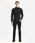 Rare Rabbit Men's Satinx S Black Cotton Plain Hawk Slim Fit Jeans